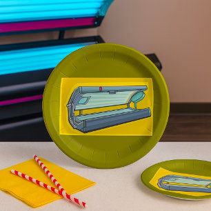Tanning Bed Retro Spa Paper Plate