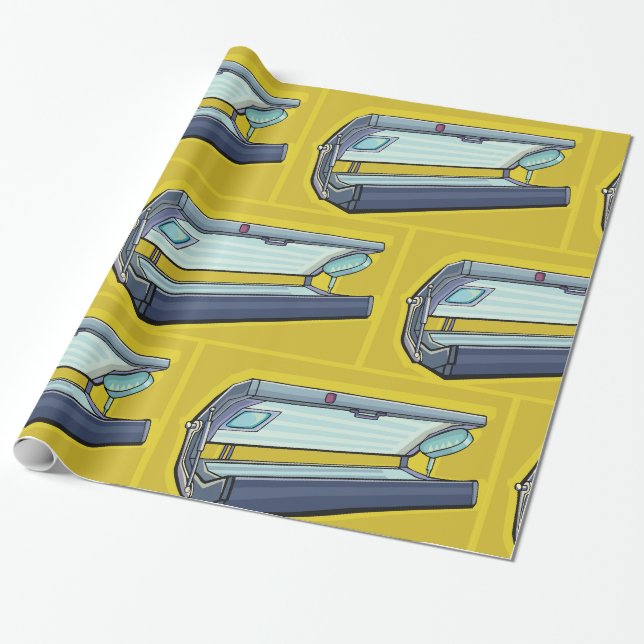 Tanning Bed Retro Spa Wrapping Paper (Unrolled)