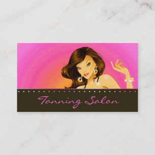 Tanning Business Card Pink Orange Woman Dark