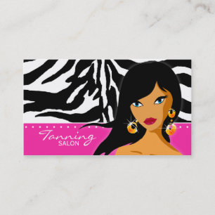 Tanning Business Card Zebra Ethnic Woman Pink