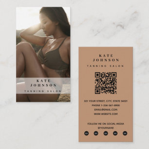 Tanning Salon Spray Tan Beauty Photo QR Code  Business Card