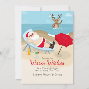 Tanning Santa Greeting Card