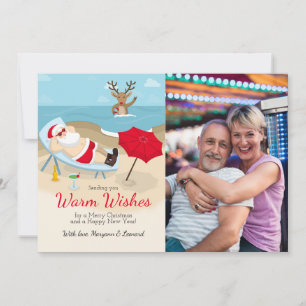 Tanning Santa Photo Greeting Card