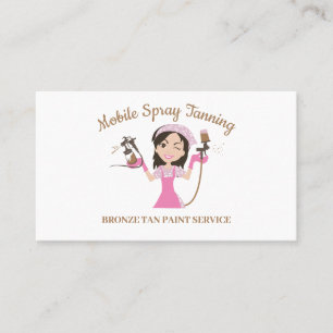 Tanning Spray Body Paint Cartoon Woman Business Card