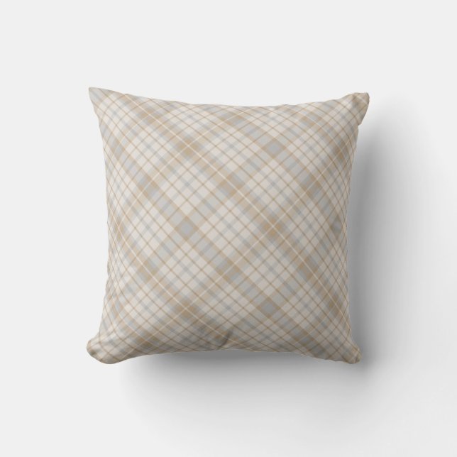 Tans Greys and Creams Plaid Design Pillows mcful (Front)