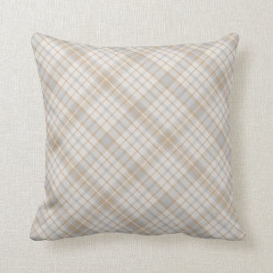 Tans Greys and Creams Plaid Design Pillows mcful