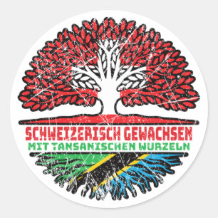 Tansania Tansanisch Schweizer Schweiz Baum Wurzel Classic Round Sticker
