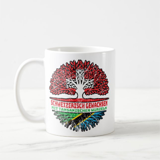 Tansania Tansanisch Schweizer Schweiz Baum Wurzel Coffee Mug (Left)