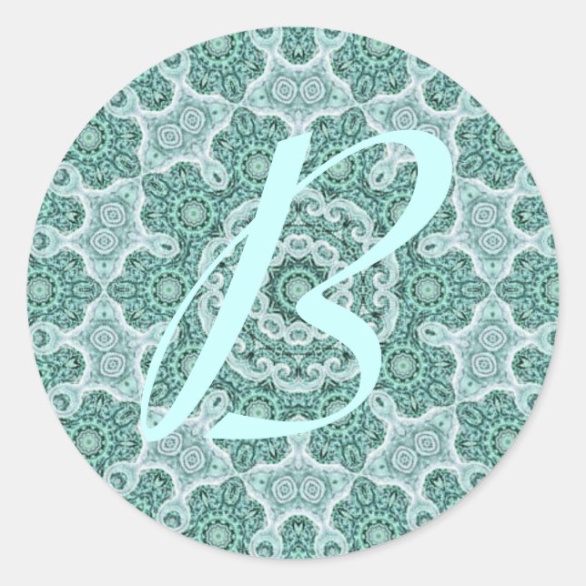 Tantalising in teal initial classic round sticker (Front)