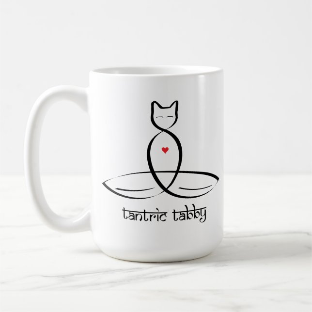 Tantric Tabby - Sanskrit style text. Coffee Mug (Left)