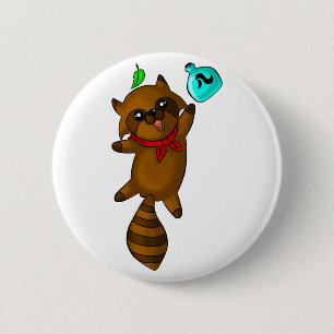 tanuki 6 cm round badge