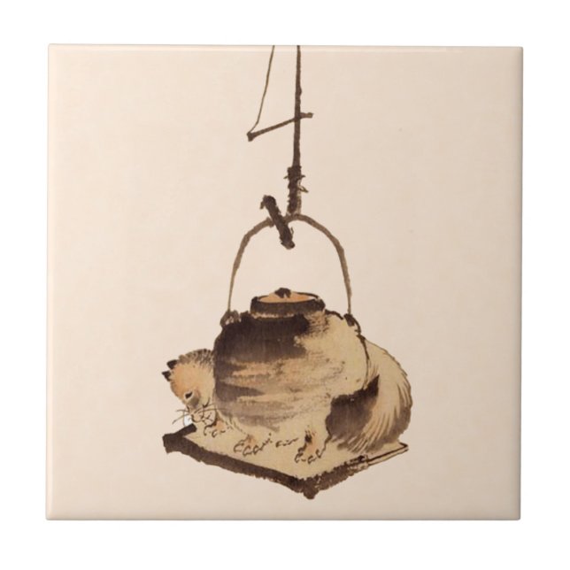 Tanuki kettle ceramic tile (Front)