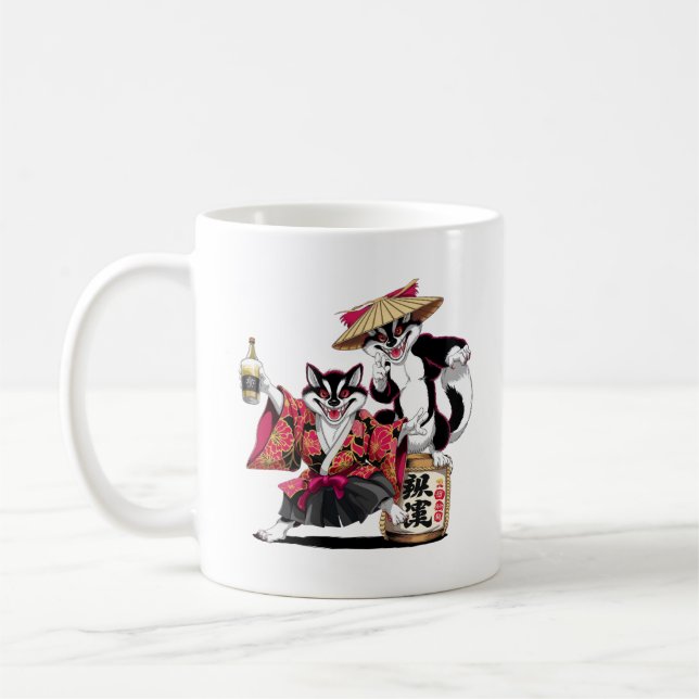 Tanuki Sake Celebration Coffee Mug (Left)