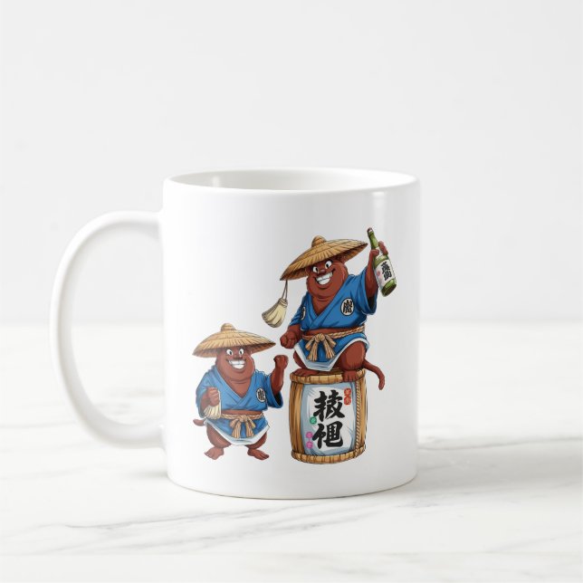 Tanuki Sake Celebration Coffee Mug (Left)