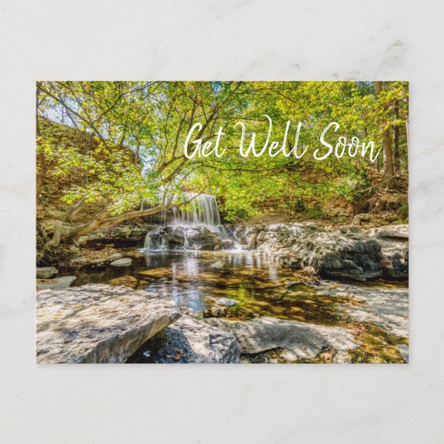 Tanyard Creek Waterfall In Fall Get Well Soon Postcard (Front)