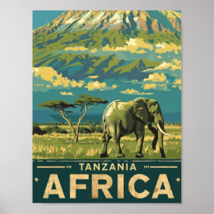 Tanzania Africa Vintage Famous Travel Place Poster