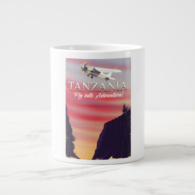Tanzania African flight poster Large Coffee Mug (Front)