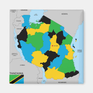 Tanzania country political map flag magnet