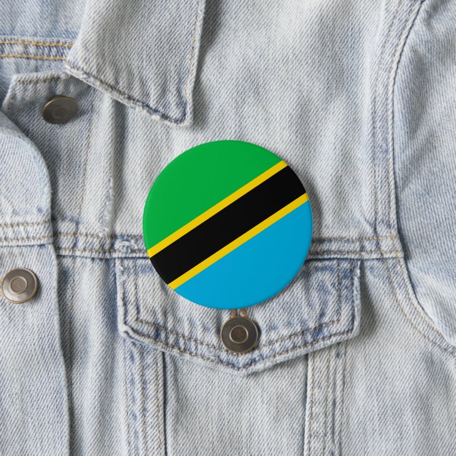 Tanzania flag 7.5 cm round badge (In Situ)