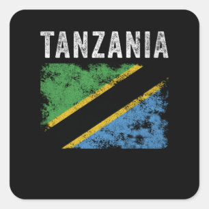 Tanzania Flag Distressed Tanzanian Flag Square Sticker