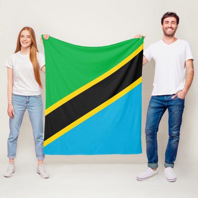 Tanzania flag fleece blanket (In Situ)