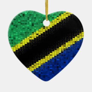 Tanzania Flag glitter ornament
