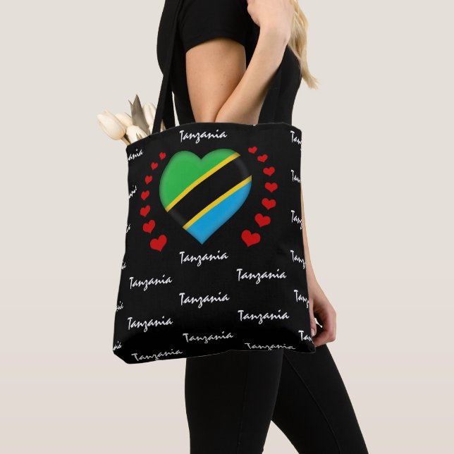 Tanzania Flag & Heart Tanzania Flag fashion /sport Tote Bag (Close Up)