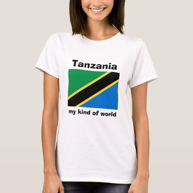 Tanzania Flag + Map + Text T-Shirt (Front)