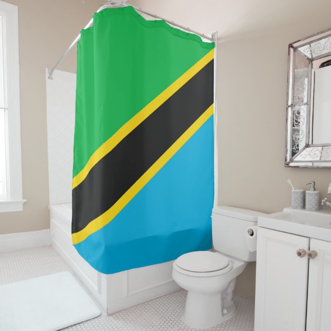 Tanzania flag shower curtain (In Situ)