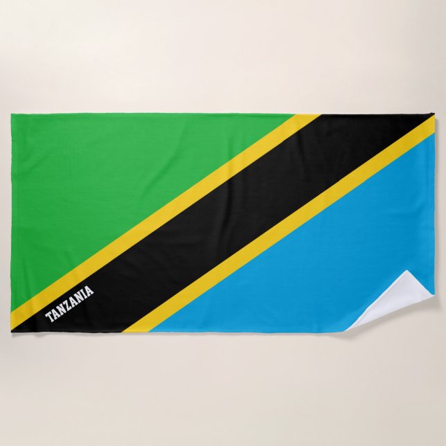 Tanzania Flag Splendid Patriotic Beach Towel (Front)
