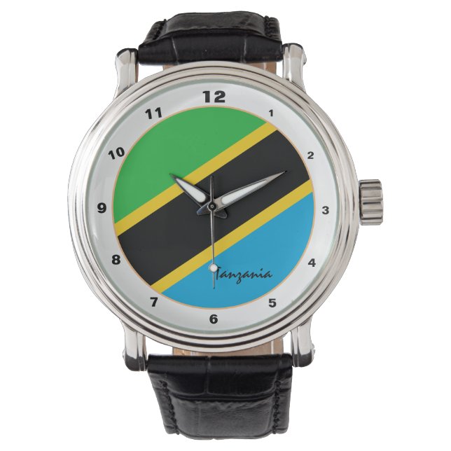 Tanzania Flag & Tanzania trendy fashion /design Watch (Front)