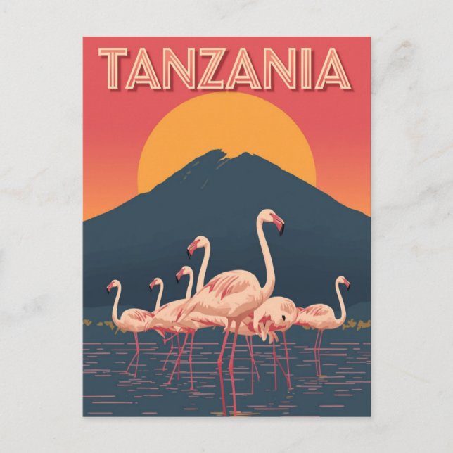 Tanzania Flamingo Sunset Postcard