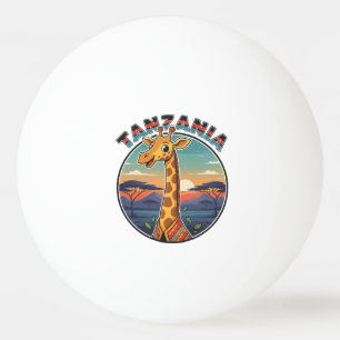 Tanzania giraffe national animal symbol cartoon cu ping pong ball