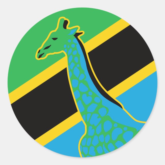 Tanzania Giraffe Tanzanian National Animal Flag Classic Round Sticker (Front)