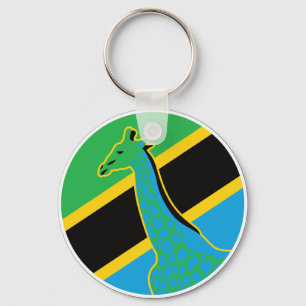 Tanzania Giraffe Tanzanian National Animal Flag Key Ring