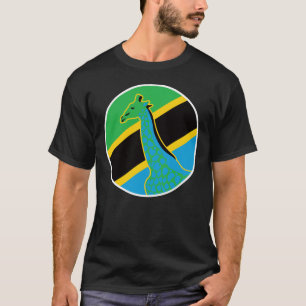 Tanzania Giraffe Tanzanian National Animal Flag T-Shirt
