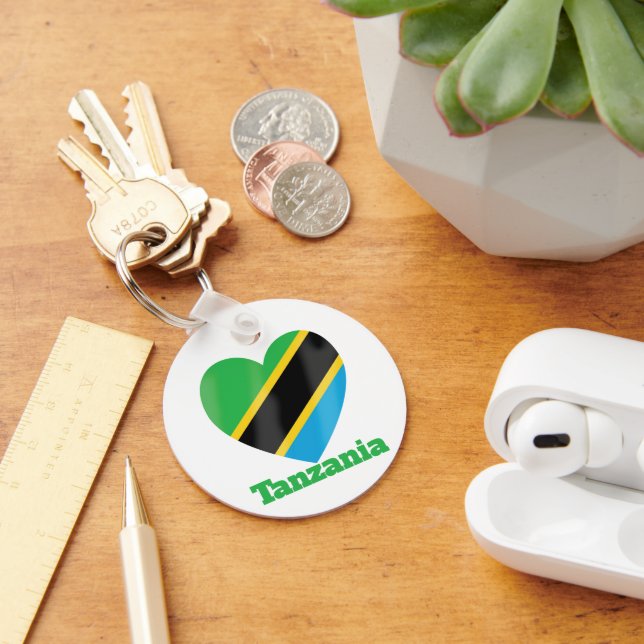 Tanzania Heart Flag  Key Ring (Desk)
