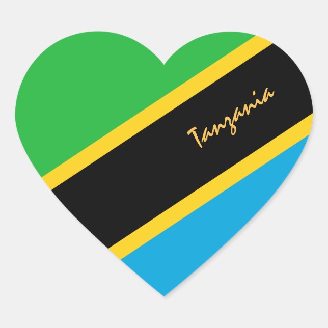 Tanzania Heart Sticker, Patriotic Tanzanian Flag Heart Sticker (Front)