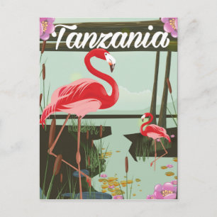 Tanzania - Lake Natron - Flamingo travel poster Postcard