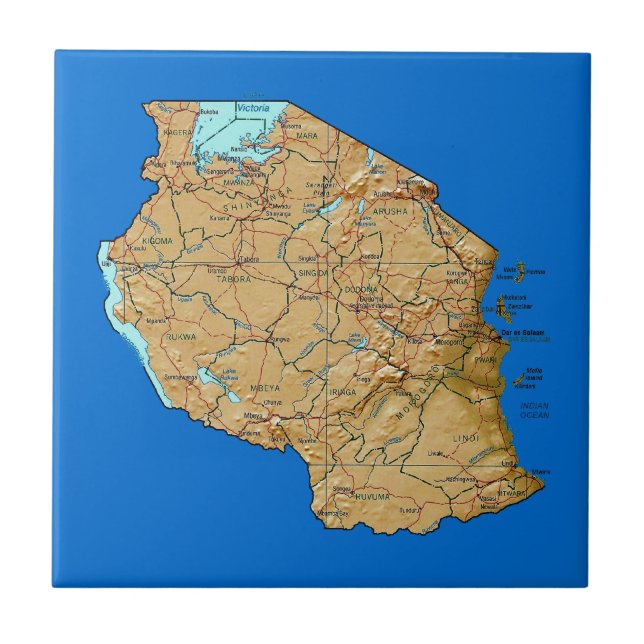 Tanzania Map Tile (Front)