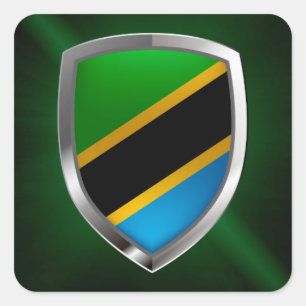 Tanzania Metallic Emblem Square Sticker