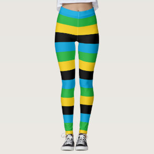 Tanzania National Flag Colours Horizontal Striped Leggings