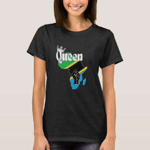 Tanzania Queen With Tanzanian Flag In Africa Map F T-Shirt