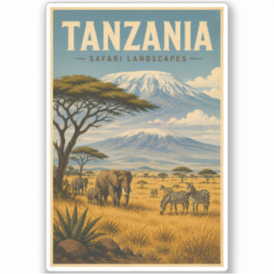 Tanzania Safari Zebra Illustration Travel Art