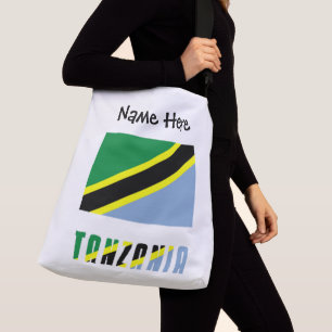 Tanzania Tanzanian Flag Black Personalisation Crossbody Bag