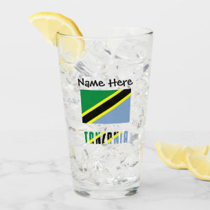 Tanzania Tanzanian Flag Black Personalisation Glass