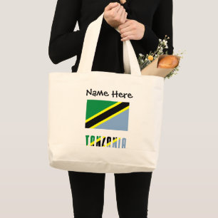 Tanzania Tanzanian Flag Black Personalisation Large Tote Bag
