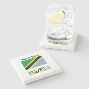 Tanzania Tanzanian Flag Black Personalisation Stone Coaster