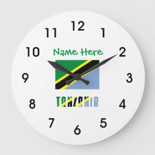 Tanzania Tanzanian Flag Green Personalisation  Large Clock