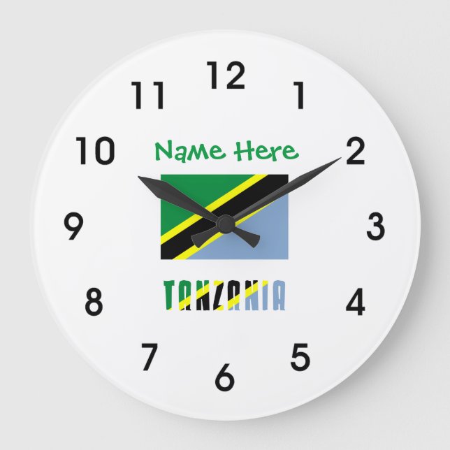 Tanzania Tanzanian Flag Green Personalisation  Large Clock (Front)